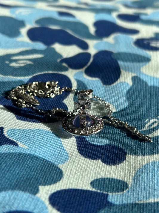 Vivienne Westwood Purple Orb with Cross necklace