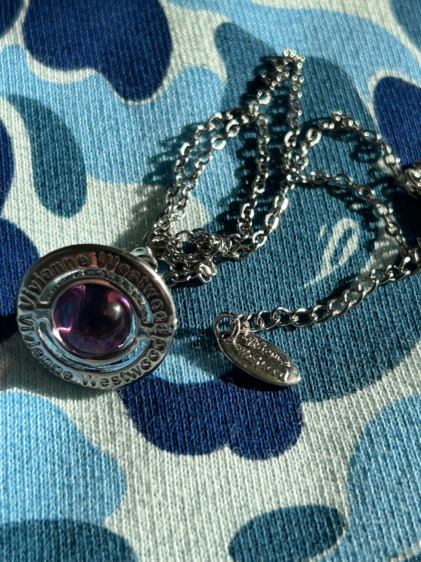 Vivienne Westwood Purple Orb with Cross necklace