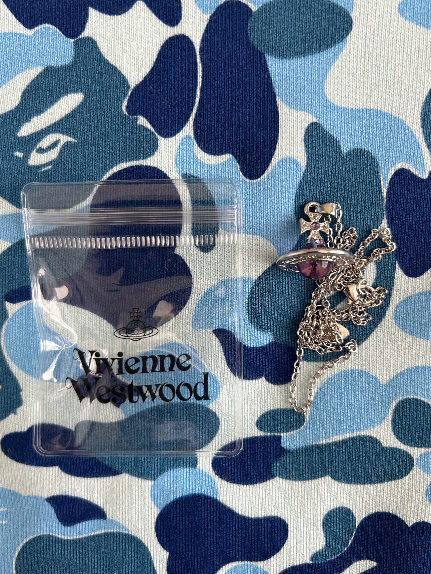 Vivienne Westwood Purple Orb with Cross necklace